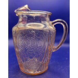 Vintage Pink Pitcher Hazel-Atlas Lace Royal Depression Glass  1940's